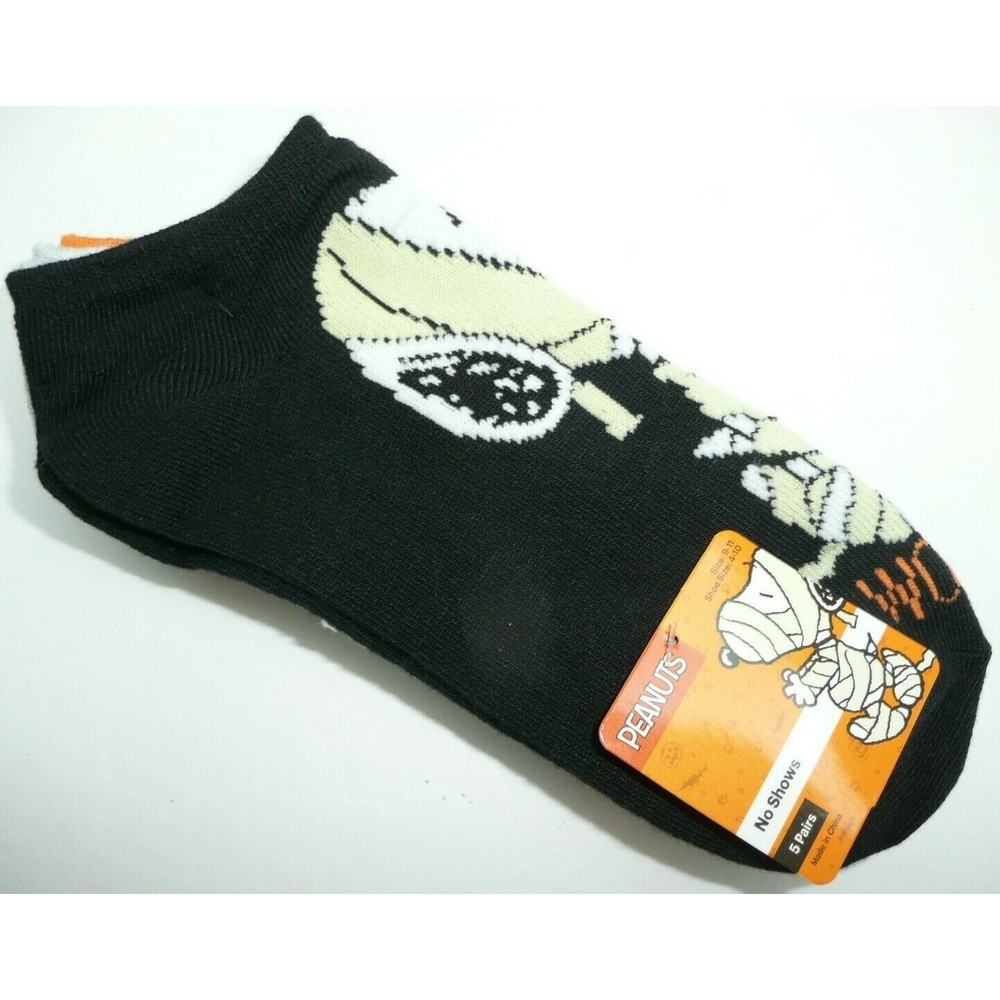 Peanuts Halloween Snoopy Ankle Sock 5 Pack Set Mummy Costume Vampire Charlie Boo